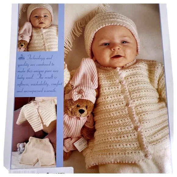 2 Cleckheaton Yarn baby Knitting Pattern Pamphlets Sweaters Hats Dress 1-6 & 0-9 - Picture 9 of 10